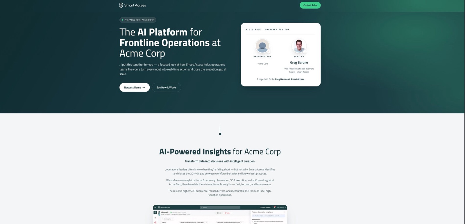 A personalized 1:1 page built by Smart Access