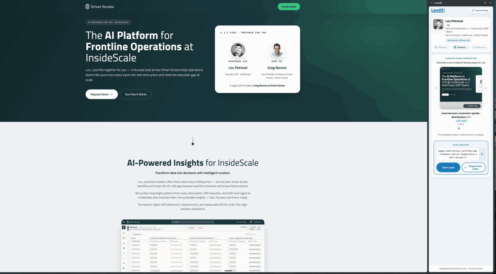 Landit generating a personalized page from the browser extension
