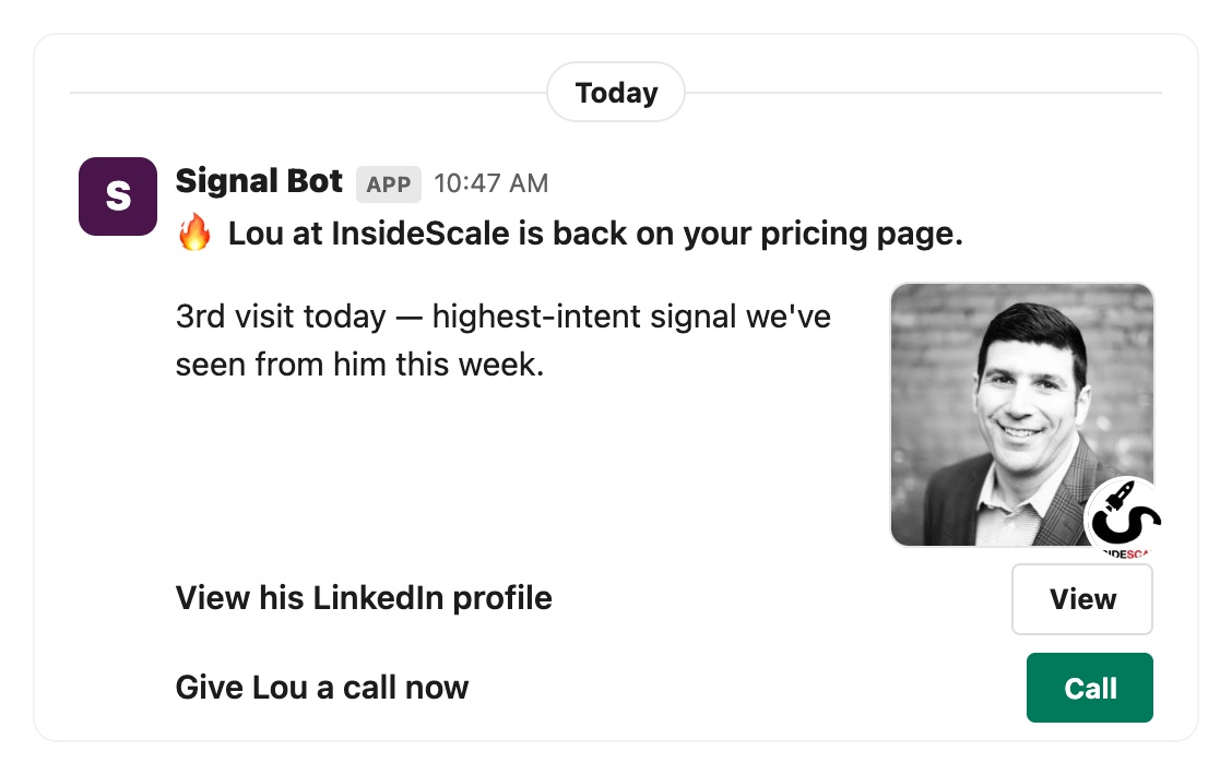 Slack alert: your prospect is back on the page